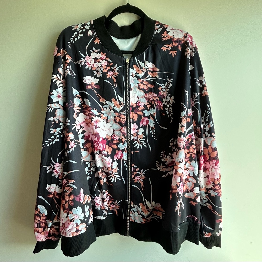 Floral Black Bomber Jacket